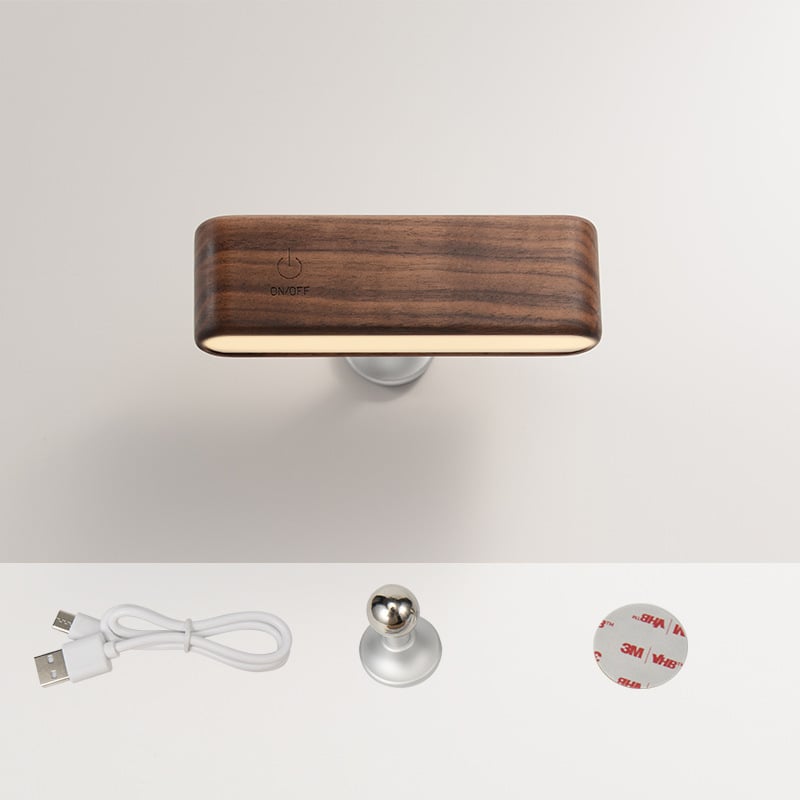 Solid wood desk lamp with magnetic charging 